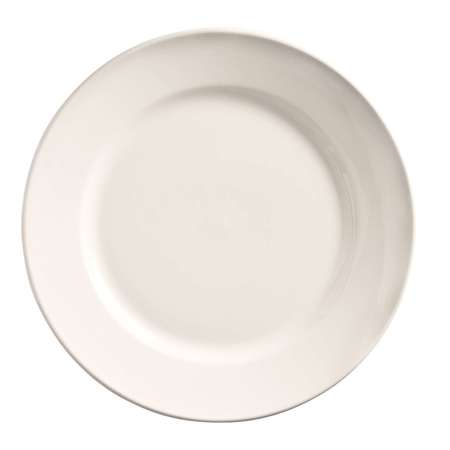 WORLD TABLEWARE Porcelana Rolled Edge 10.5" Bright White Wide Rim Plate, PK12 840-438R-10